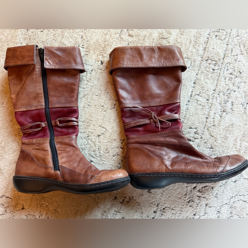 Clarks Layla Brown and Red Boots
